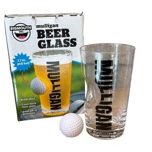 Big Mouth Inc Pint 16 oz Beer Glass Embedded Golf Ball Mulligan Gag Gift NIB
